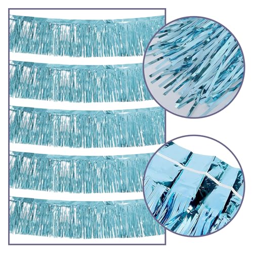 Image of 5 Pack 10 Feet Fringe Garland Foil Fringe Garland Blue Parade Float Fringe Metallic Streamers Tinsel Banner for Birthday Party Decor St Patrick Halloween Christmas Decoration (Blue)