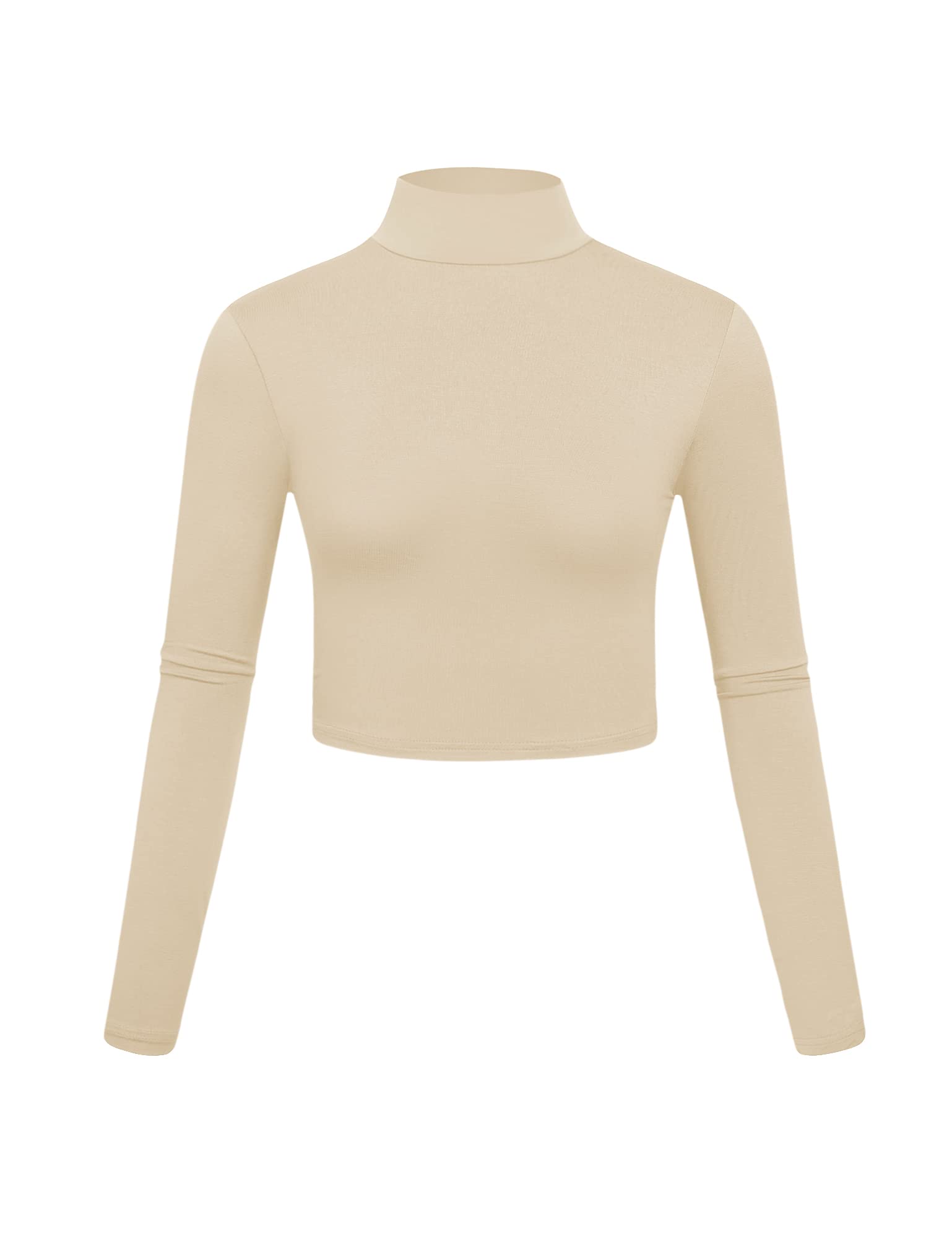 Kindcall Lightweight Mock Turtleneck Crop Tops Long Sleeve Casual Base Layer for Women