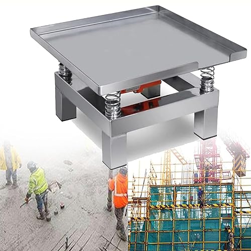DDZJTPP Petite Table Vibrante en Béton,Machine Vibrante De Vibrateur à Plaque Plate en Béton 3000 TR/Min,Plate-Forme De Vibration De Bloc D'essai De Banc Mini Vibra en Acier Inoxydable,50 * 50 * 25cm