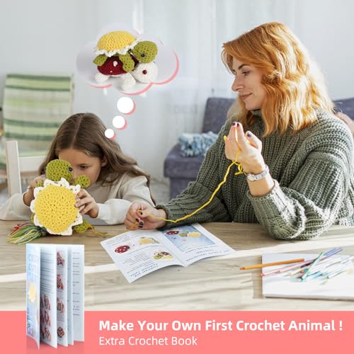 Image of Katech Beginner Yarn for Crocheting and Knitting-Crochet Kit for Beginners Adults Kids Professionals-Crocheting Animals Kits-Includes 382 Yards Cotton Yarn Balls, Hooks, Accessories, Tutorials