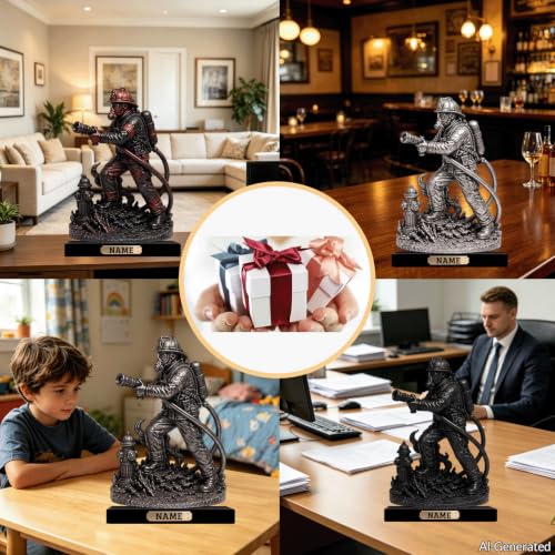 Estatua Decorativa Bombero Personalizada 2D para Escritorio miniatura 5