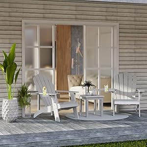 Oversized Plastic Adirondack Chair Set of 2 with Cup-Holder (Large Dual-Purpose), Weather Resistant, Poly Lumber Outdoor Chairs Duty Rating Widely Used in Patio, Lawn, Outside, Garden Chair-White Oversized Plastic Adirondack Chair Set of 2 with Cup Holder Large Dual Purpose Weather Resistant Poly Lumber Outdoor Chairs Duty Rating Widely Used in Patio Lawn Outside Garden Chair White