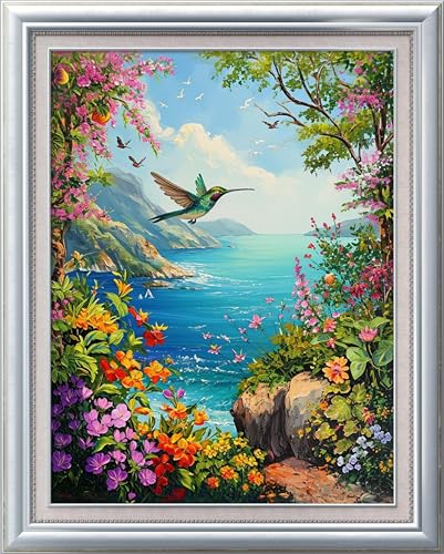 Kit point de croix canevas imprimé fini les erreurs de comptage broderie colibris fleurs 11CT