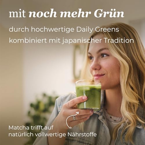 Bio Daily Green Matcha+, Matcha-Mix mit Spirulina, Chlorella, Weizengras, Gerstengras und 60 % Bio Premium Matcha aus Japan, 80g