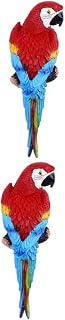 YARNOW Garden Parrot Decor Garden Hanging Statue Outdoor 2pcs Outdoor Garden Parrot Wall Ornament Resin Wall Hanging Adornment (Red) Garden Ornaments