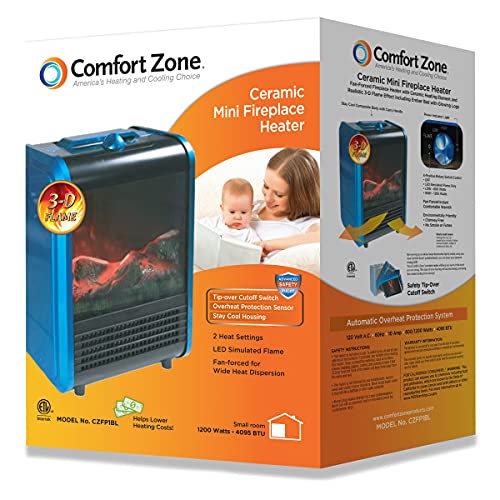 Buy Comfort Zone CZFP1 Portable Fireplace Heater 2 Settings, FanOnly