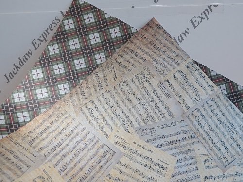 5 x Pearlescent Patterned Backing Card A3 300gsm 2-Sided 13 Designs to Choose (Music Notes 001)