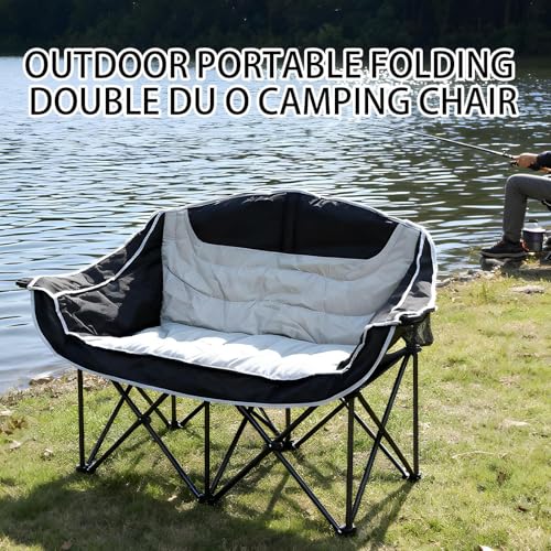 Chaise de camping 2 places pliable et portable pour pique-nique et parc - 4