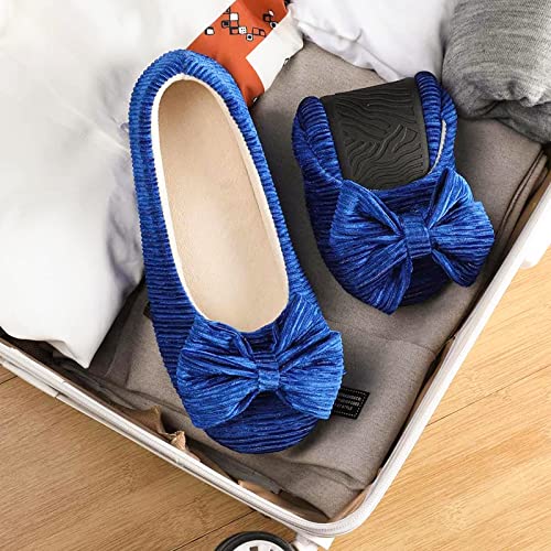 ULTRAIDEAS Women’s Velvet Ballerina Slippers, Lightweight House Shoes with Bow and Indoor Anti-Skid Soft Rubber Sole4