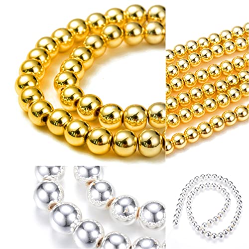 Hematite Beads 4/6 mm for Bracelets Round No Magnetic Hematite Gemstones 38 cm 1 String (Silver, 6 mm, Pack of 67) - Image 4