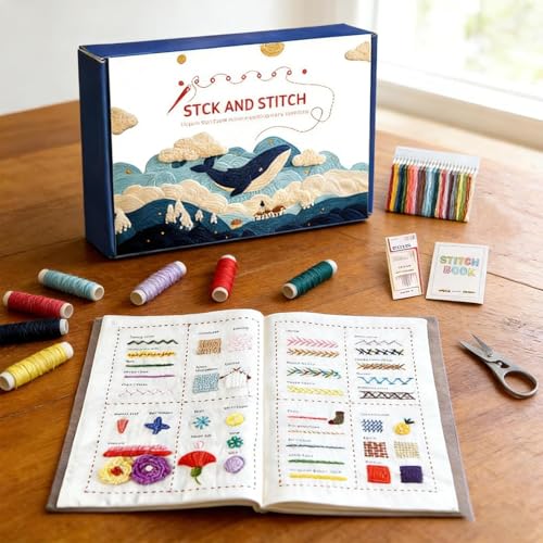 Livre de broderie pas à pas et kit de bricolage avec techniques de points faciles