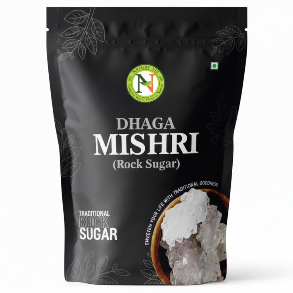 NatureVit Dhaga Mishri, 900g | Rock Sugar | Pure Thread Crystal | Thread Mishri | Crystal Sugar
