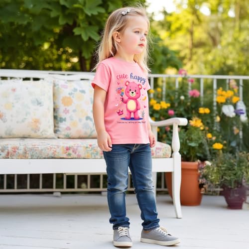 Image of Girls' Graphic Tee and Jeans Set - Stylish and Comfortable Short-sleeved tops and pant Outfit 2-8 Years