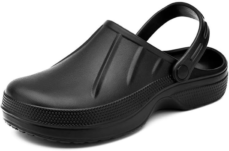 BMINFEE Men's Clogs Sandals Slippers Orthopedic Shoes Slip Resistant, Arch Support, Comfortable, Cushion, Slip-On, for Chef, Nurse, Garden Black43