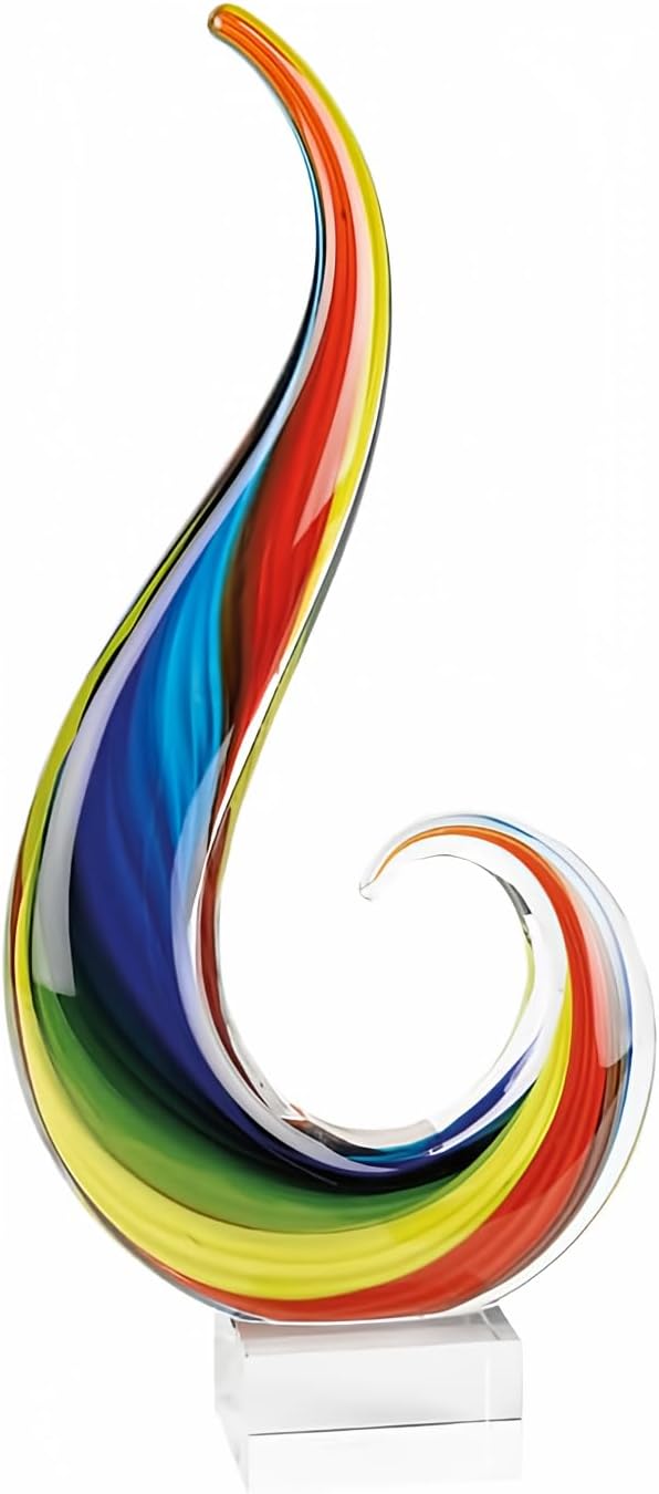 Badash Crystal Rainbow Note Murano Style 16 Inch Centerpiece