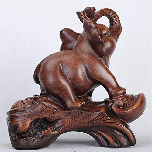 Sculpture d'éléphant de table marron aux finitions artisanales de qualité - 4