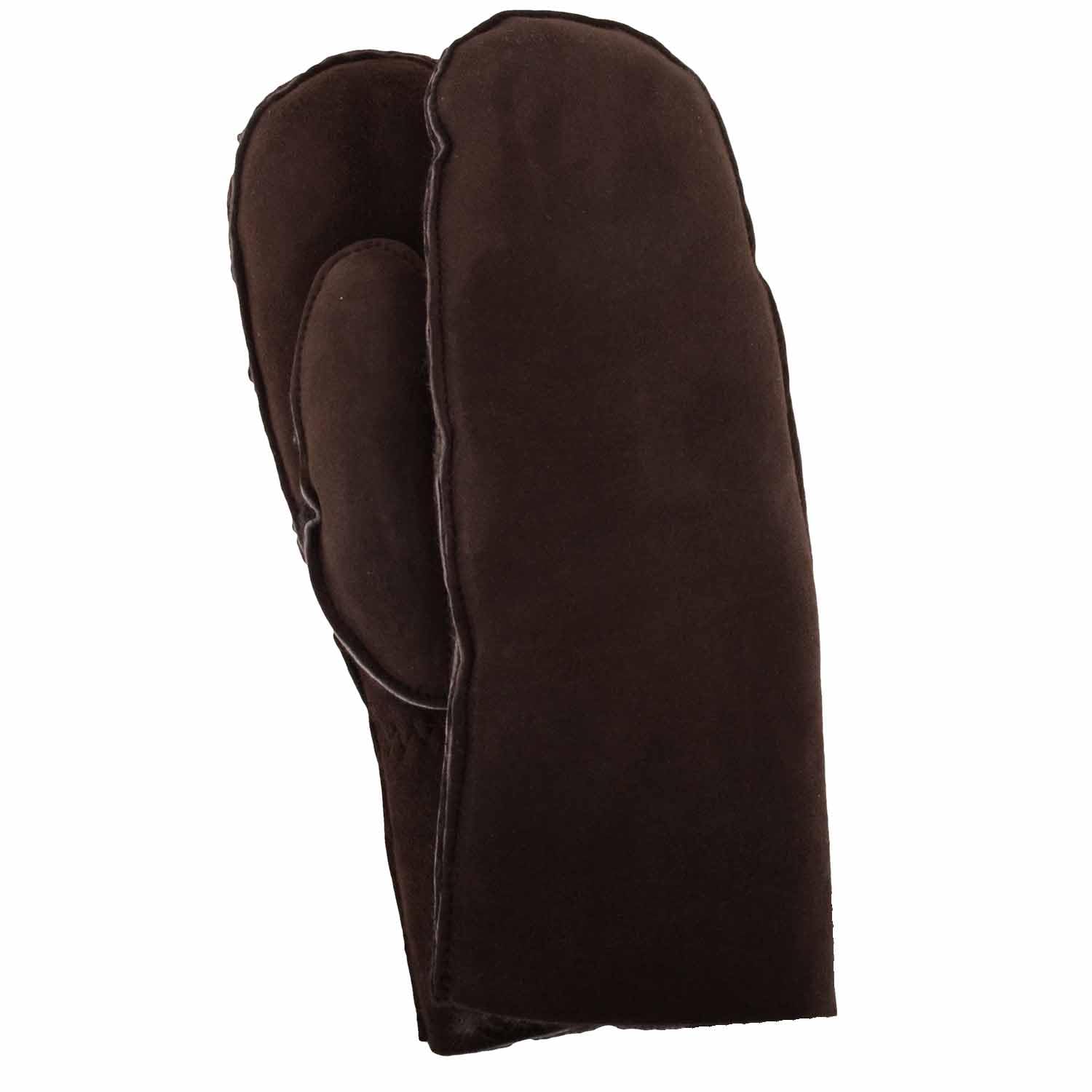 SNUGRUGS Womens Double Face Sheepskin Mitten with Turn Back Cuff Detail - Brown