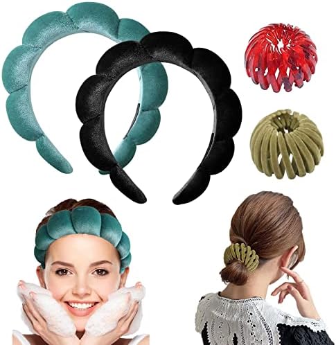 Noxtxes 2 Pcs Spa Headband Women-Pure Handmade Creative Makeup Headband, Thick and Soft Velvet Headband, Easy to Wear Cute Headbands, Suitable for Face Washing, Yoga, Running, Makeup