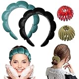 Noxtxes 2 Pcs Spa Headband Women-Pure Handmade Creative Makeup Headband, Thick and Soft Velvet Headb