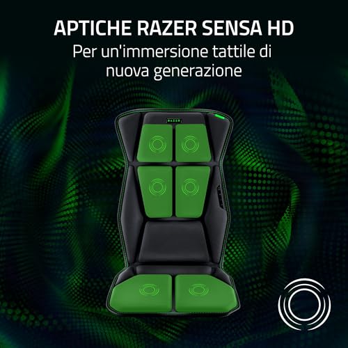 Freyja - Cuscino da gioco con tecnologia aptica Sensa HD (HyperSpeed Wireless e Bluetooth, per sedie da gioco e da ufficio, equalizzazione aptica tramite Synapse) Nero - Sedia gaming - Immagine 4