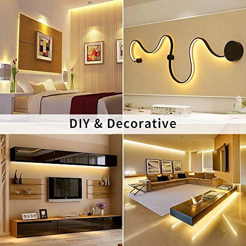 DeepDream LED Strip 5M, Wasserdicht Warmweiß 3000K LED Streifen, 12V Selbstklebend, LED Band Lichtband Mit Netzteil für Innen Heim Küche Deko