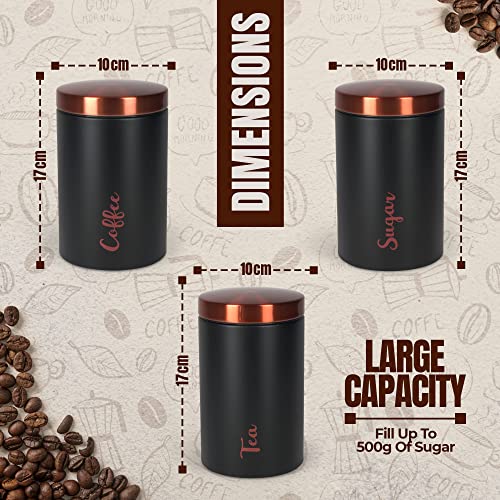 Wechoice Elegant Kitchen Canisters – Kitchen Canisters Set Of 3 With Tea Spoons – Black It-Cc2003 Elegant Canister Set #TOP3