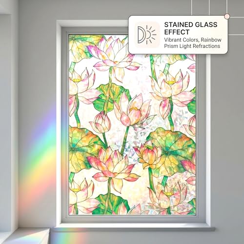 Vinilo para ventana Lotus Flower 3D Prism 17.7x78.7 pulgadas miniatura 2