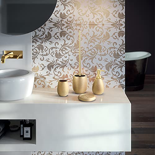 Gedy G-Astrid Bathroom Toothbrush Holder, Gold, Dimensions 11 x 8.3 x 8.3 cm, Weight 0.25 kg, Ceramic Toothbrush Holder - Image 4