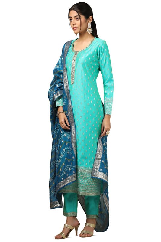 Image of Soch Womens Purple Crepe Floral Print Suit Set With Beads