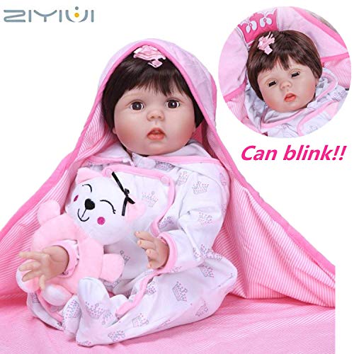 ZIY IUI Muñeca Reborn 55 cm Bebe Reborn de Silicona Real Suave Vinilo Recién Nacido Bebé Reborn niñas Juguetes Puede parpadear
