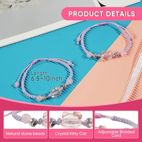 Cute Kitty Bracelet Kawaii Bracelets Set Crystal Beads Cute Cartoon Elastic Beaded Pearl Bracelets Crystal Beads Anime Relationship Matching Bracelet for Best friend3