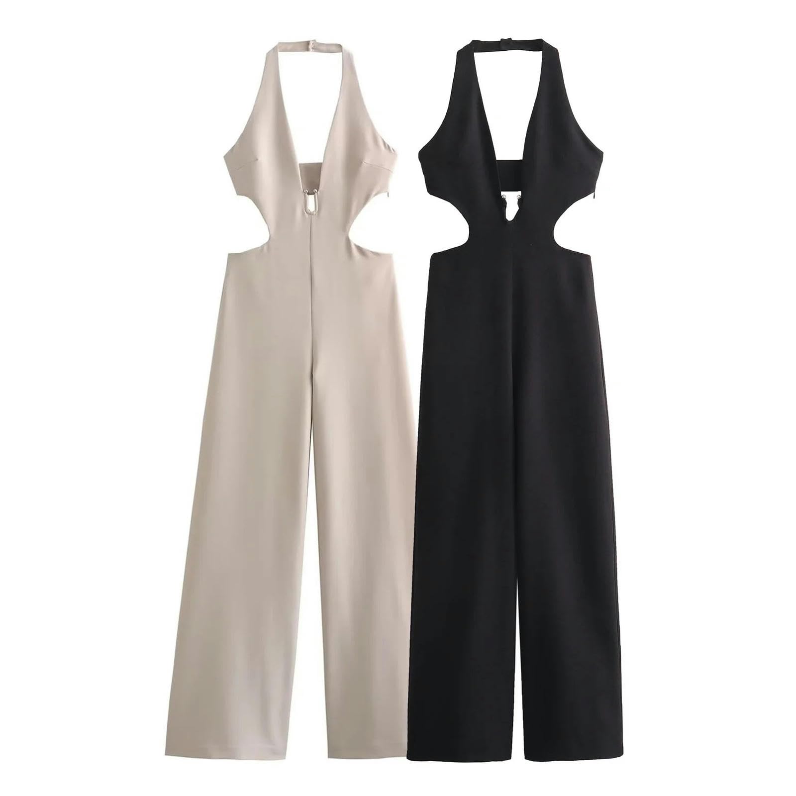 Combinaison Longue à col Licou pour Femme - Noir - S
