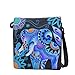 Anna by Anuschka Womens Anna Anuschka Hand Painted Women s Genuine Leather Large Flap Crossbody Blue Elephant, Blue Elephant, One Size US