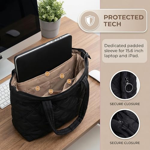 Bolso Tote Acolchado para Mujer, Ligero y con Compartimentos miniatura 5