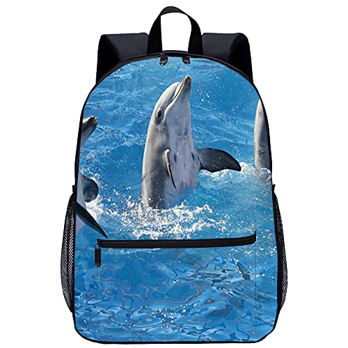 Cartable de mode dauphin 45cm sac à dos pour enfants grand volume fille garçon 3D