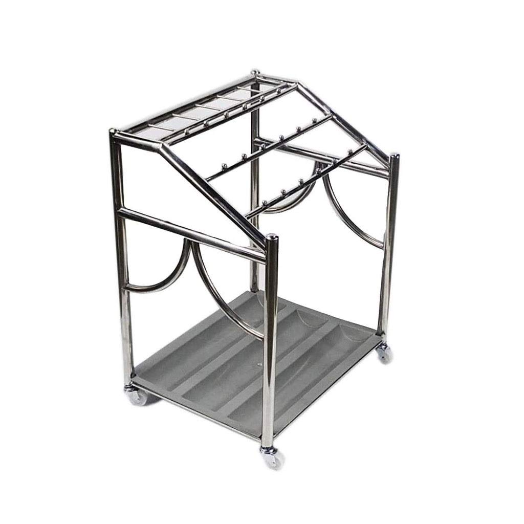 KLerDH Umbrella Stand, Pulley, Large Commercial, Stainless Steel Umbrella Storage Holder with Removable Drip Tray(B)