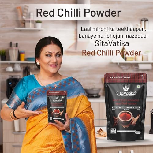 Image of Sitavatika Natural Red Chilli Powder 200gm No Added Colours and Chemicals with Good Spicy Taste and Colorful Spices Lal Mirch Powder for Spicing Up Food No Added Colours and Chemical