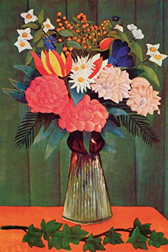 1art1 Henri Rousseau Posters XXL Bouquet De Fleurs À La Branche De Lierre, 1909 Affiche 120x80 cm