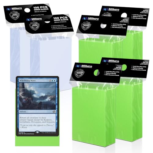 400 Pack Card Sleeves 200 Matte Green Trading Card Sleeve and 200 Perfect Fit Sleeves Ideal for Double-Sleeving Compatible with MTG TCG