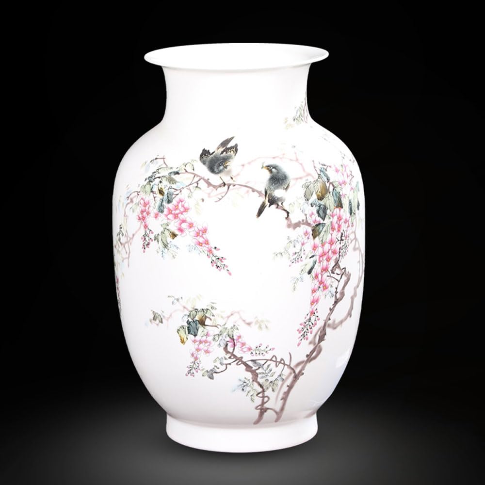 asdchZen Home Vase Jingdezhen Ceramic Vase Ornaments Indoor Flower Vases Lucky Bamboo Large Vase Ornaments Center Decoration Home Decoration Porcelain Decorative Vase,C