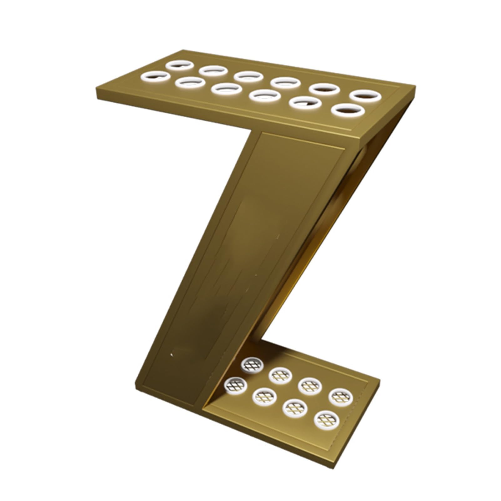 ZFUCMAYL 12-hole Billiard Cue Holder,Iron Billiards Pool Stick,Floor-standing Display Floor Storage,Space-saving(Gold)
