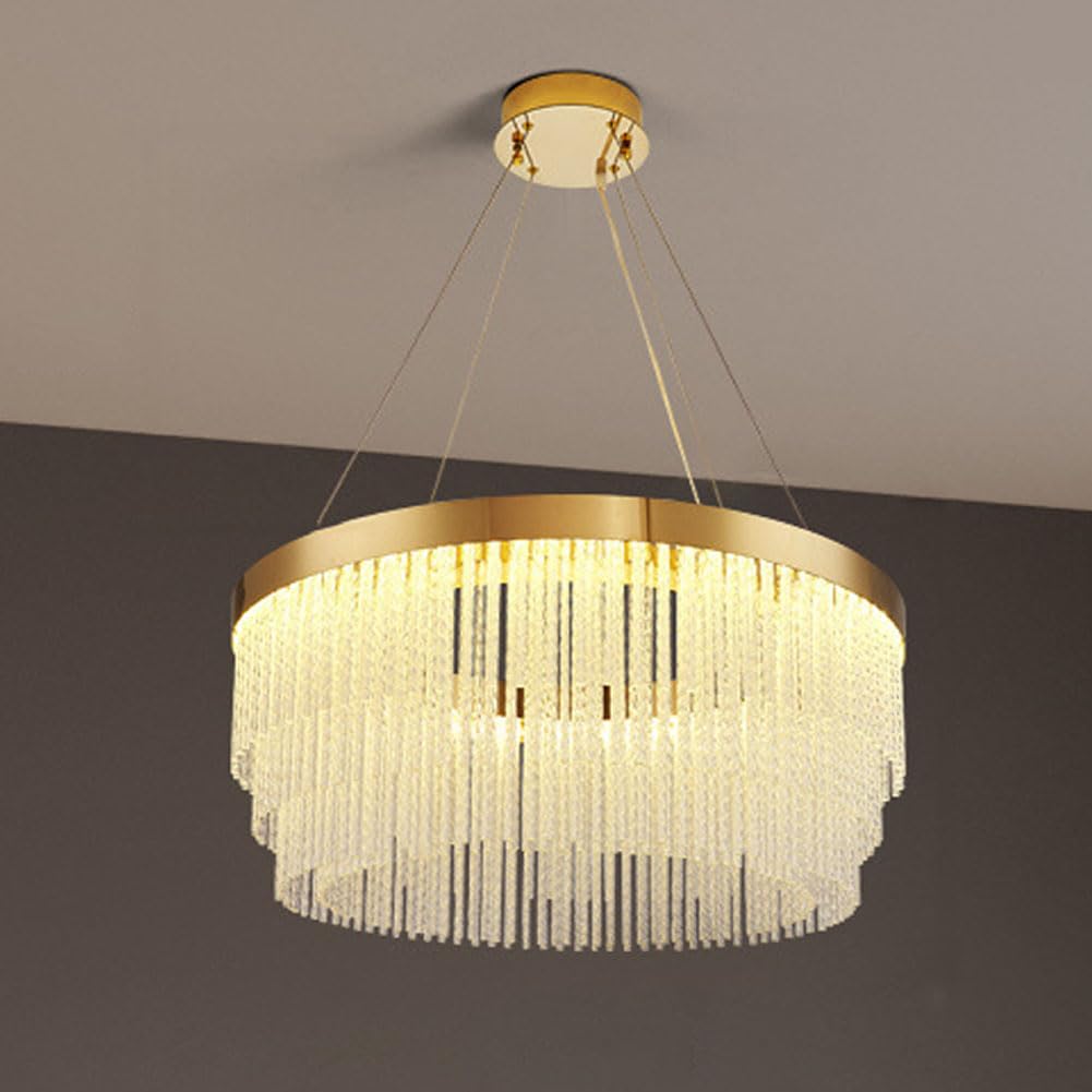HXYSXHJUO Simple light luxury crystal chandelier, creative chain light, modern round for living room dining bedroom den,40cm