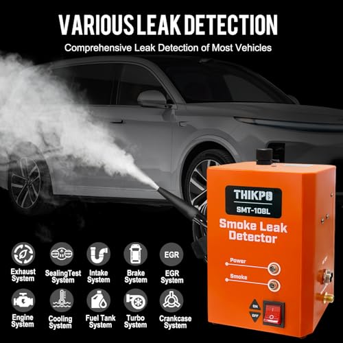 THIKPO Automotive Smoke Machine with Built-in Air Pump, Smoke Leak Detector for EVAP Vacuum, Pipe System, Fuel Leakage, 12V DC Vehicle Leakage Diagnostic Tester