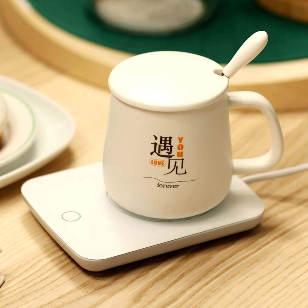 XINGYU Tazas de café Calentador de Tazas Calentador eléctrico de Tazas con Apagado automático Durante 24 Horas Taza de 55 ° C 16 vatios para Oficina o hogar (Blanco)
