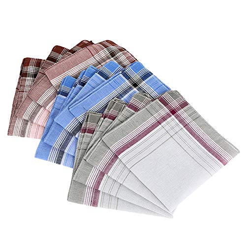12Pcs Mouchoirs Coton Homme 38x38cm Traditionnels Multicolore Carré Doux avec Classique Carreaux Mouchoirs Homme Grande Taille pour Mariage SoirÉE Business Fête Cover