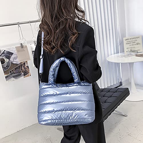 Sac fourre-tout matelassé bleu taille unique en coton pour femme