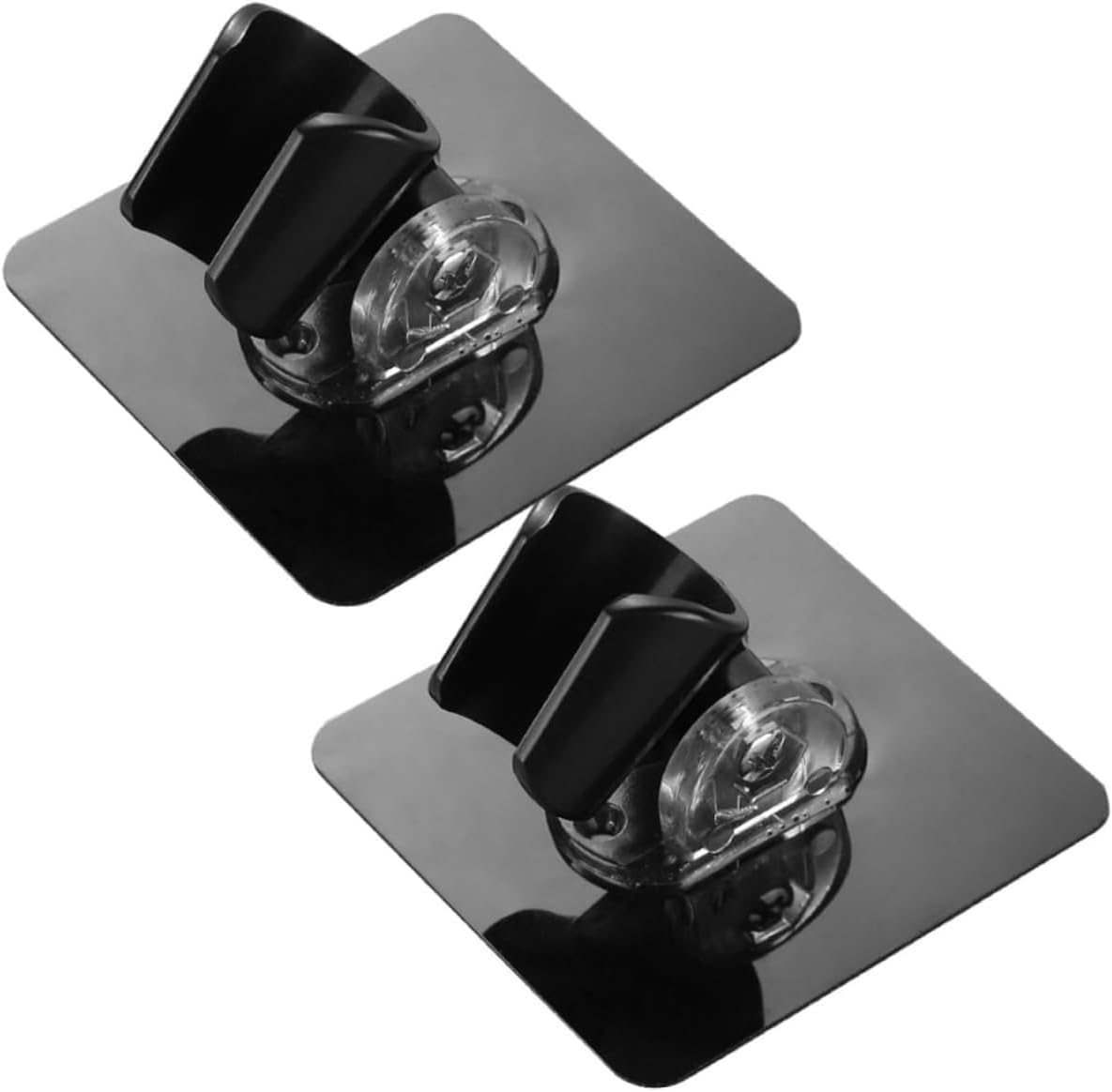 Adjustable Shower Head Holder 2pcs Wall Mount Rack Rotating Sprinkler No Drilling Bracket(Black)