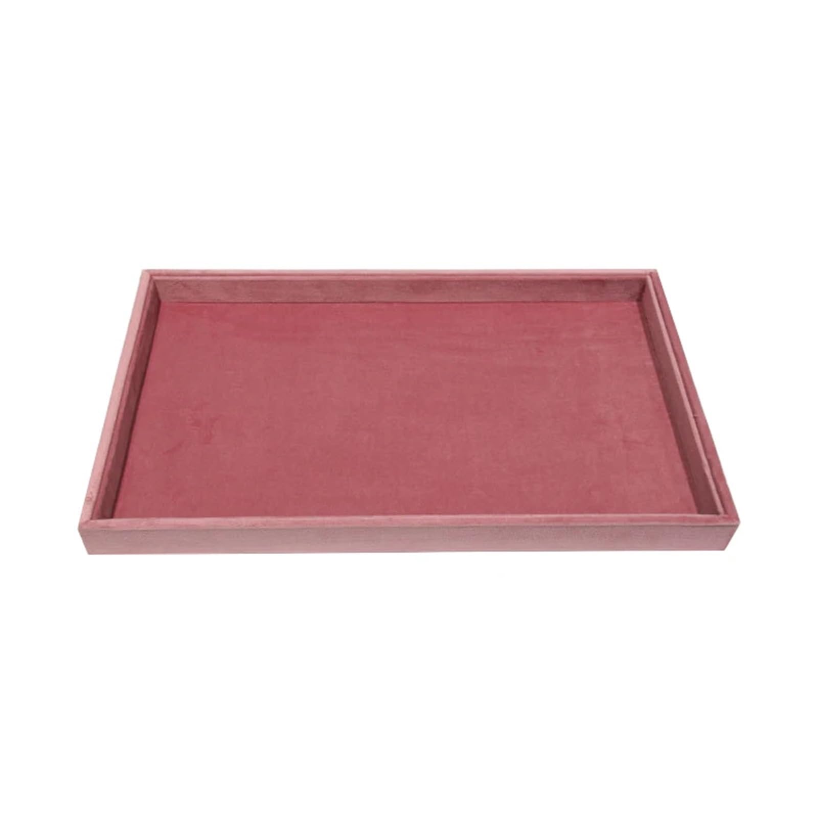 ZHSOAO Pink Velvet Ring Tray Jewelry Organizer Necklace Earrings Pendant Storage Rack Display Watch Holder 35 * 24Cm for Jewelry(Flat tray)