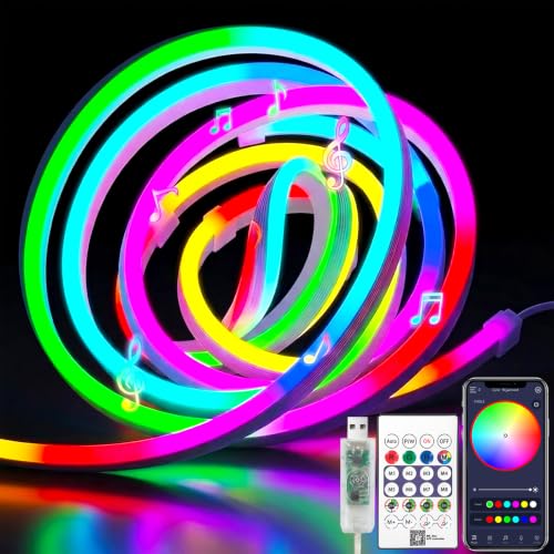 Image of 6.56FT Smart IC LED Strip Lights 5V USB Silicone LED Rope Lights