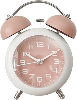 RichVibe Reloj despertador de diseño clásico de doble campana, perfecto para estudiantes en dormitorios (rosa)